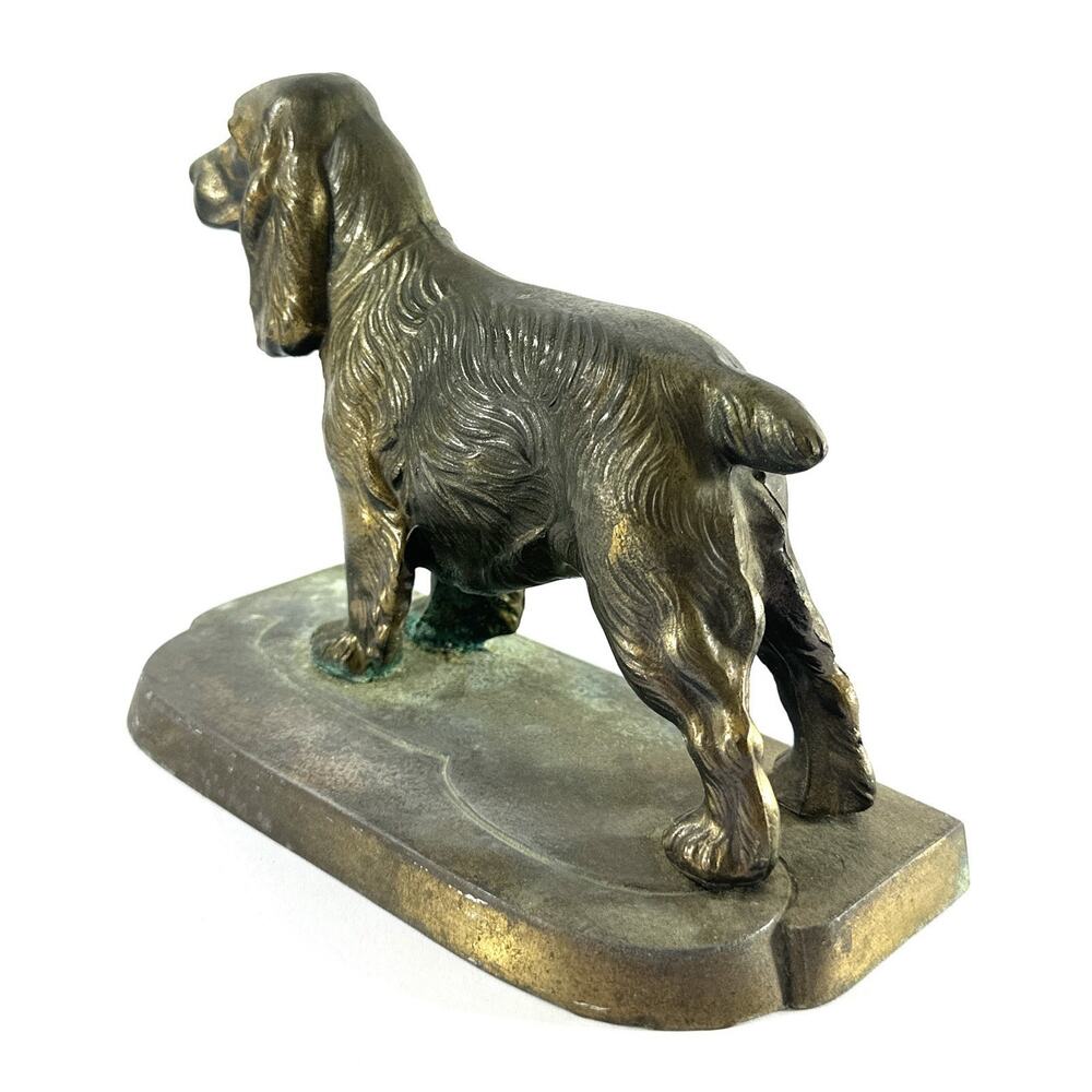 Vintage Spaniel Dog Statue Metal Brass Bronze Tone Spaniel Dog Figurine 7” - Picture 5 of 9